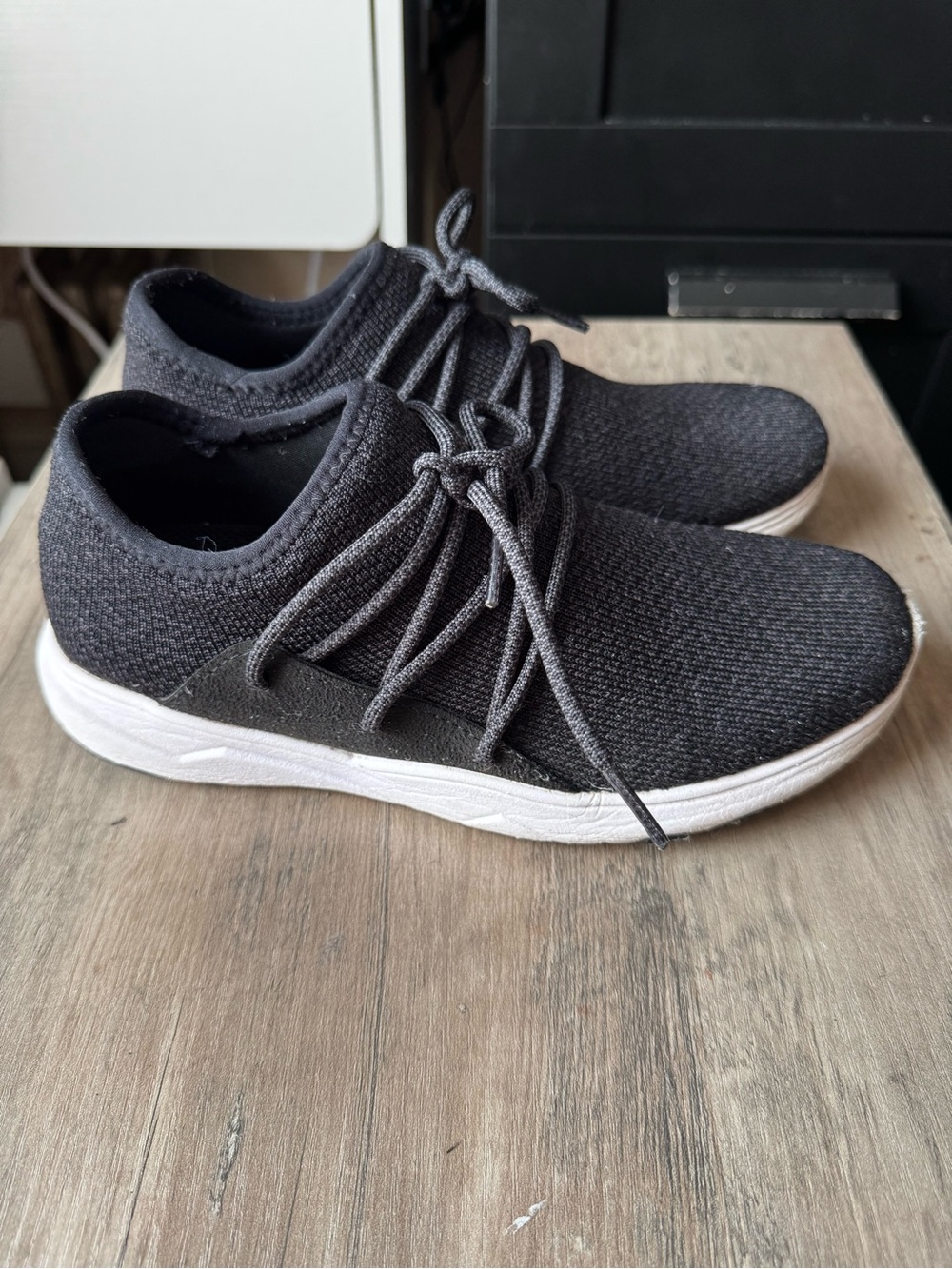 Black knit Vessi sneakers